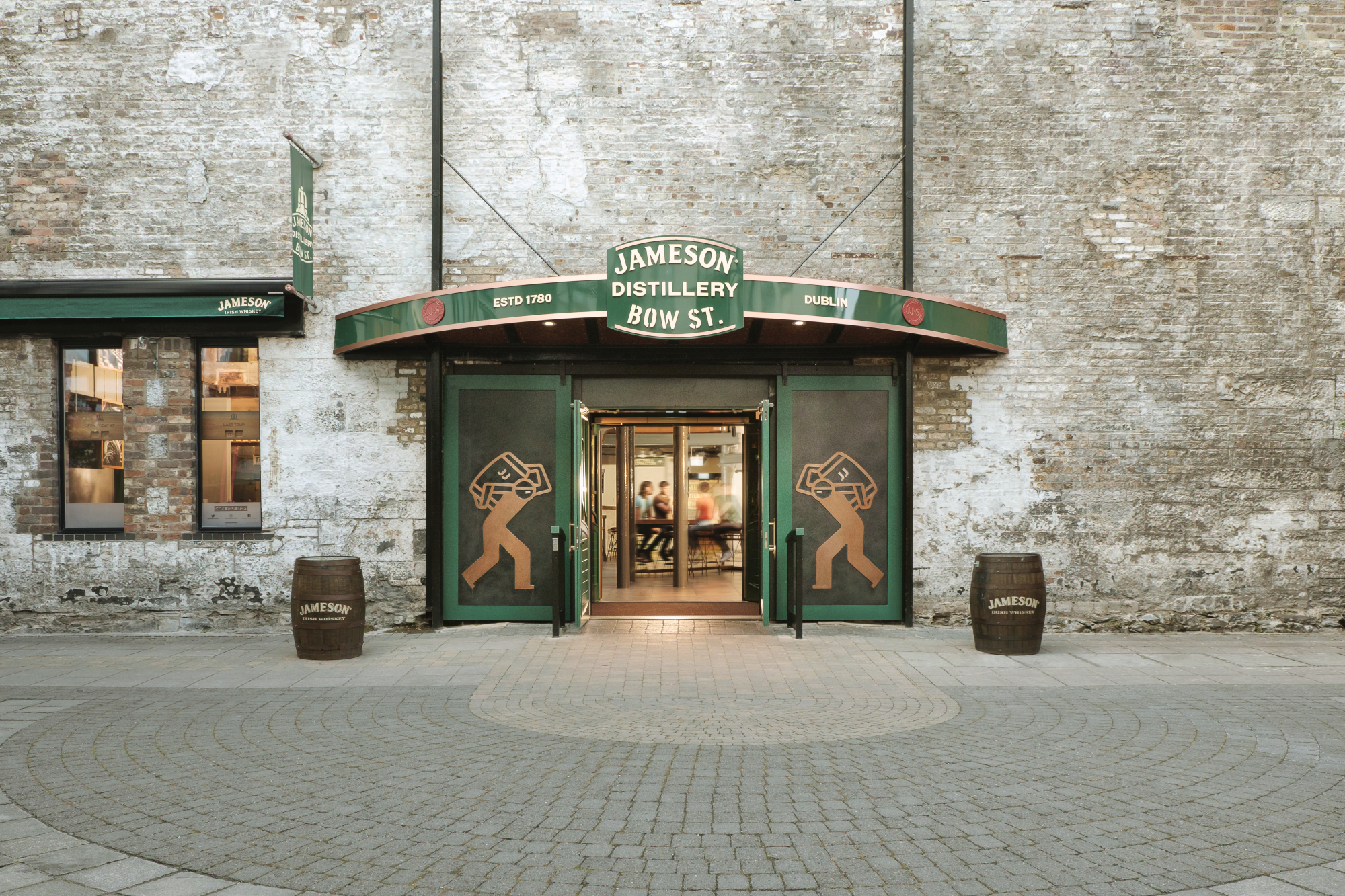 Front Doors welcome you into the Jameson Distillery Bow St. located in the Smithfield area of Dublin.