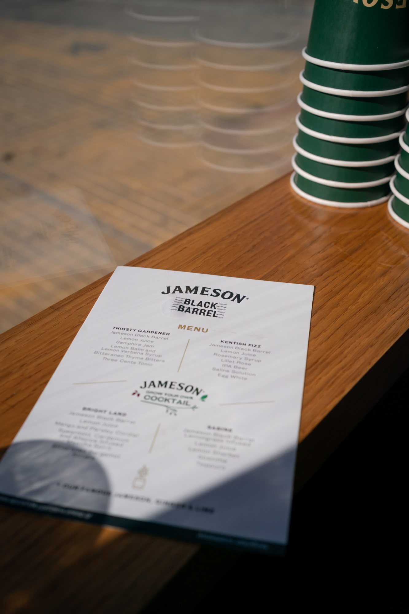 Drink menu of Jameson cocktails served at the 2019 Athens Bar Show